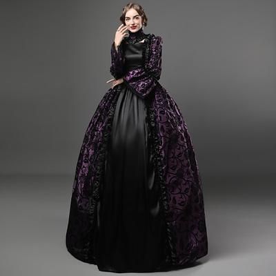 Abito Di pizzo Rococò Vittoriano Lunghezza al pavimento Vestito Costume da festa Mascherata Taglie Forti Su misura Maria Antonietta Pizzo Abito da ballo Costume Per donna Balli di fine anno Feste