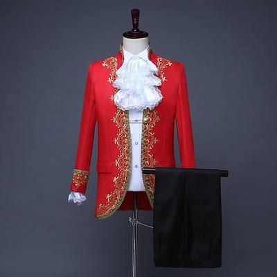 Cappotto Pantaloni Giacca da circo Principe Aristocratico Retrò Vintage Rococò Medievale Pizzo Con Volant Slim Fit Adulti Per uomo Halloween Mascherata Balli di fine anno Feste Performance Vestirsi