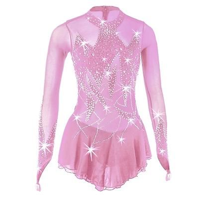 Vestito da pattinaggio artistico Per donna Da ragazza Pattinaggio sul ghiaccio Vestiti Completi Rosa baby Lilla Nero Elevata elasticità Competizione Vestiti da pattinaggio sul ghiaccio Fatto a mano