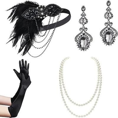 Anni 1920 Il grande Gatsby Abiti Invitato al matrimonio Costume Halloween Balli di fine anno Halloween Ricevimento di nozze Adulti Guanti Altri Accessori Collana