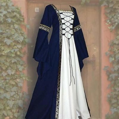 Retrò Vintage Medievale Rinascimento Lunghezza alla caviglia Vestito irlandesi Vichingo Straniero Taglie Forti Elfico Costume Per donna Costume di Carnevale Celtico Halloween Carnevale LARP Fiera