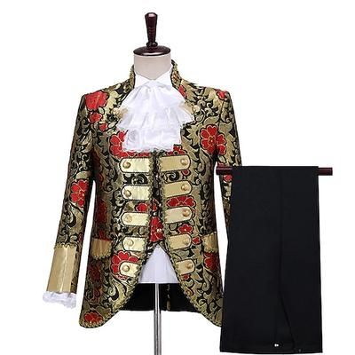 Retrò Vintage Medievale Rinascimento Pantaloni Abiti Completi Blazer Principe Aristocratico Jacquard Costume Per uomo Halloween Carnevale Mascherata Performance Feste Carnevale di Venezia Adulti