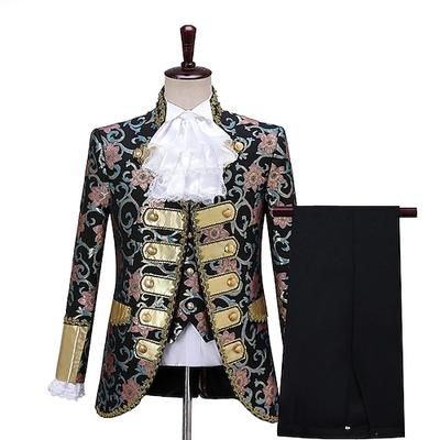 Retrò Vintage Medievale Rinascimento Pantaloni Abiti Completi Blazer Principe Aristocratico Jacquard Costume Per uomo Halloween Carnevale Mascherata Performance Feste Carnevale di Venezia Adulti