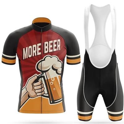 Per uomo Maglia da ciclismo con pantaloncini con bretelle Manica Corta Mountain Bike MTB Ciclismo su strada Estate Primavera Nero Rosso Blu Reale Grafico Divertente Bikes And Beer Riding Club