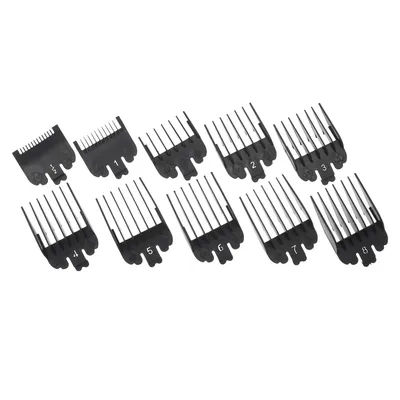 10PCS Hair Clipper Combs Guide Kit Plastic Hair Trimmer Guards Cutting Guard Attachment Kit for WAHL Hair Salon Tools Black