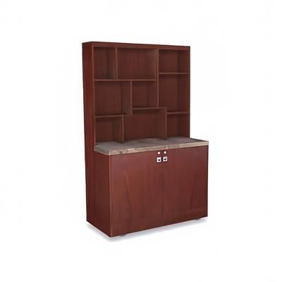 Forbes Industries 4437 Mobile Back Bar w/ Himalayan Slate Countertop - 48"L x 24"W x 78"H, Mahogany Laminate, Brown