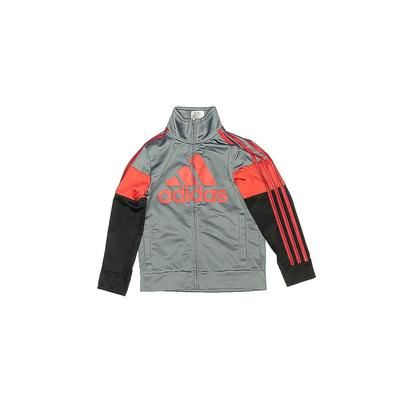 Adidas Track Jacket: Gray Jackets & Outerwear - Kids Boy's Size 5