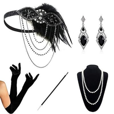 Anni Ruggenti Anni 1920 Lunghezza al ginocchio Vestito Abito Flapper Set di accessori per costumi Senza maniche Il grande Gatsby Charleston Invitato al matrimonio Frangia con nappe Tinta unica Nappa