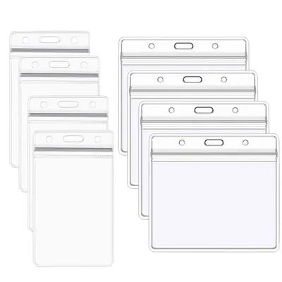 10pcs Transparent Vinyl Plastic ID Card Clear Stand Horizontal Name Tag Waterproof Name Plate Office Supplies