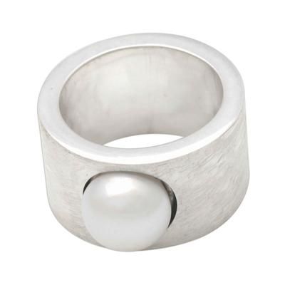 Simplicity,'Handmade Sterling Silver and Pearl Band Ring'