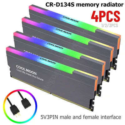 COOLMOON RAM Heatsink Radiator 5V 3PIN ARGB Cooler Addressable Cooling Vest Heat Sink Cooler for DDR3 DDR4 Desktop PC Ram Memory