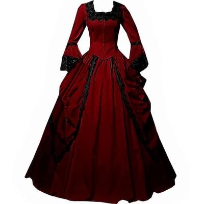 Vintage Principessa Periodo coloniale Maxi Vestito Normale A sbuffo Cenerentola Sposa Principessa Scollo a V Costume Tutti Halloween Carnevale Mascherata Feste Matrimonio Halloween Adulti