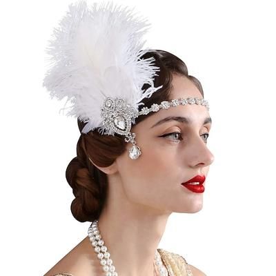 Anni 1920 Fascia Flapper Invitato al matrimonio Piuma Costume Per donna Feste Halloween Ricevimento di nozze Adulti Altri Accessori Fascia