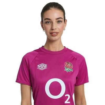 Umbro England Rugby Womens/Ladies 22/23 Gym T-Shirt - Wild Aster/Bachelor Button/Ensign Blue - Pink - 10