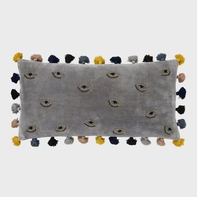 Joanna Buchanan Embroidered Evil Eye Pillow - Grey