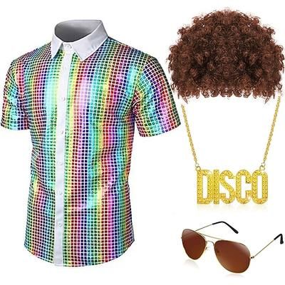 Retrò Vintage Anni '70 Disco Costume Cosplay Abiti Cosplay Costume Per uomo Carnevale Mascherata Festa / Sera Parata dell'Orgoglio Mese dell'orgoglio Adulti Blusa Occhiali Accessori per il Collo