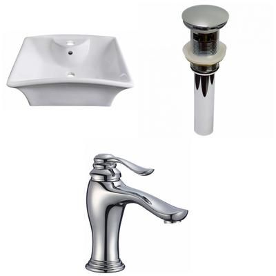 19.5-in. W Above Counter White Vessel Set For 1 Hole Center Faucet - American Imaginations AI-30083