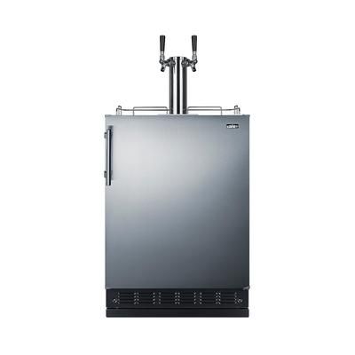 Summit SBC7BRS 24" Kegerator Commercial Beer Dispenser w/ (2) 1/6 Keg Capacity - 2 Column, Stainless, 115v, Black & Stainless Steel