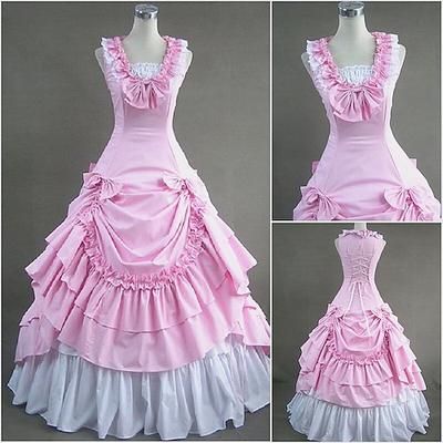 Abito Vittoriano Medievale 18° Secolo Lunghezza alla caviglia Lunghezza lunga Vestito Costume da festa Mascherata Taglie Forti Normale Su misura Patchwork Abito da ballo Costume Per donna Balli di