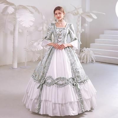 Gotico Vittoriano Ispirato al vintage Vestito Costume da festa Abito da Ballo Principessa Shakespeare Sposa Tinta unica Abito da ballo Costume Per donna Halloween Carnevale San Valentino Festa serale