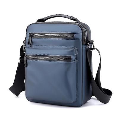 Borsa a tracolla da uomo in nylon impermeabile, design con doppia cerniera multitasche, elegante e resistente per l'uso quotidiano in viaggio e per lavoro