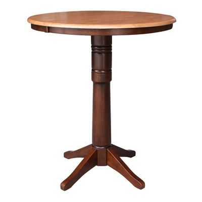 "36" Round Top Pedestal Table With 12" Leaf - 40.9"H - Dining, Counter, or Bar Height - Whitewood K58-36RXT-27B-6B-2"