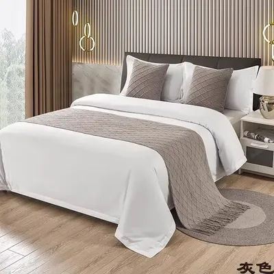 1pc Modern Simple Light Luxury B&B Hotel Bed Flag Bed Tail Towel Solid Color Bedding Bed End Blanket Bed Cover Knitted Bed Flag