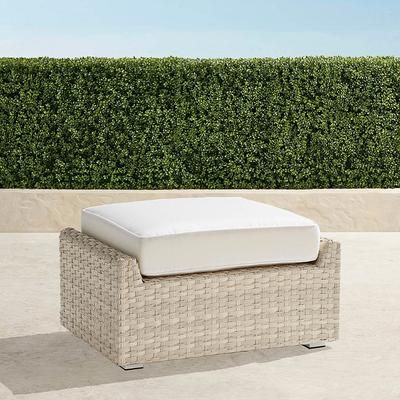 Ashby Ottoman with Cushion in Shell Wicker - Quick Dry, Aruba - Frontgate