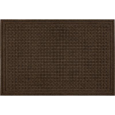 Waffle Grid Impression Door Mat by Mohawk Home in Brown (Size 24" X 36")