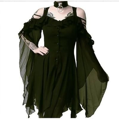 Retrò Vintage Punk Gotico Medievale Vestito Mascherata Strega Costume Per donna Notte di Valpurga Halloween Carnevale Mascherata Halloween Evento / Festa Adulti Vestito