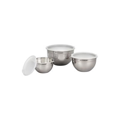 Le Creuset Nested Mixing Bowls w/ Nonslip Silicone Base & Plastic Air Tight Lids Steel ST00007000001005