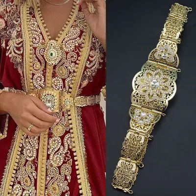 Sunspicems – ceinture Caftan marocain, couleur or, pierre rouge verte, robe de mariée algérienne, Kaftan Abaya, chaîne de taille arabe, bijoux de mariée