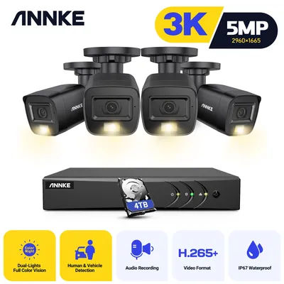 ANNKE 8CH 5MP Video Security System Dual Light H.265+ DVR Recorder Video Surveillance CCTV Camera