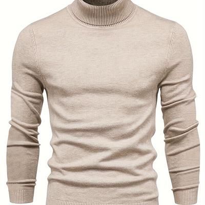 TEMU Men's Thermal Underwear, Long Sleeve High Neck Thermal Tops, Casual Pullovers Thermal Underwear Tops, Men's Clothing
