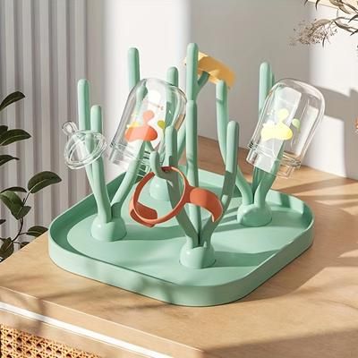 TEMU Green Multifunctional Portable Drying Frame, Bottle Holder, Removable Drying Stand