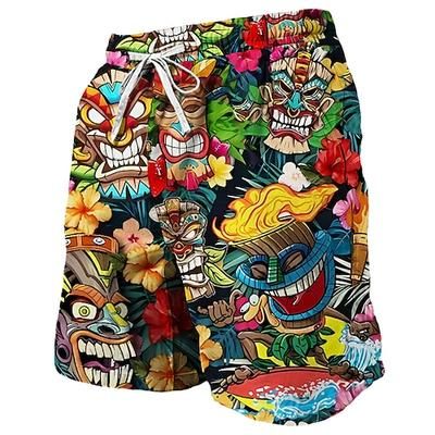 Per uomo Maschera Cultura indiana Fiori / Piante Costumi da bagno Pantaloncini da mare Pantaloncini da Surf Misura del girovita medio Moda Streetwear Designer Casuale Quotidiano Ferie Tasca Coulisse