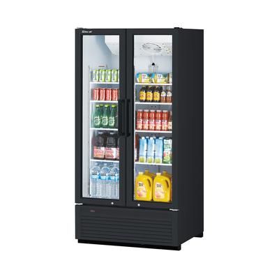 Turbo Air TGM-35SDH-N 39 1/2" Super Deluxe 2 Section Glass Door Merchandiser - 2 Left/Right Hinge Doors, Black, 115v, 31.7-cu.-ft. Interior