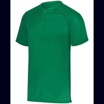 Augusta Sportswear AG1565 Athletic Attain Wicking Two-Button Baseball Jersey T-Shirt in Kelly size Small | Polyester 1565