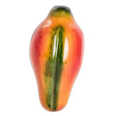 Nature's Papaya,'Hand-Painted Hand-Carved Cypress Wood Papaya Magnet'