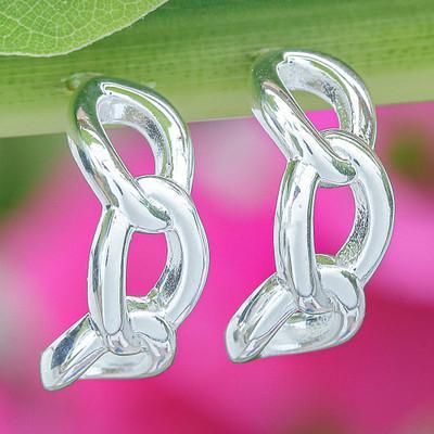 Luminous Bonds,'High-Polished Sterling Silver Half-Hoop Earrings'
