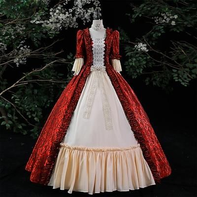 Gotico Vittoriano Ispirato al vintage Vestito Costume da festa Abito da Ballo Principessa Shakespeare Tinta unica Abito da ballo Costume Per donna Halloween Carnevale San Valentino Festa serale Feste
