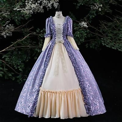 Gotico Vittoriano Ispirato al vintage Vestito Costume da festa Abito da Ballo Principessa Shakespeare Tinta unica Abito da ballo Costume Per donna Halloween Carnevale San Valentino Festa serale Feste