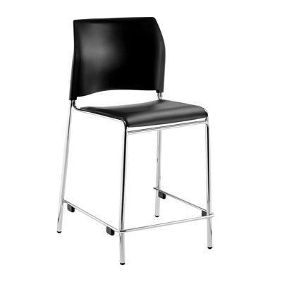 National Public Seating 8710C-11-10 Counter Height Stool w/ Curved Back & Polypropylene Seat, Black