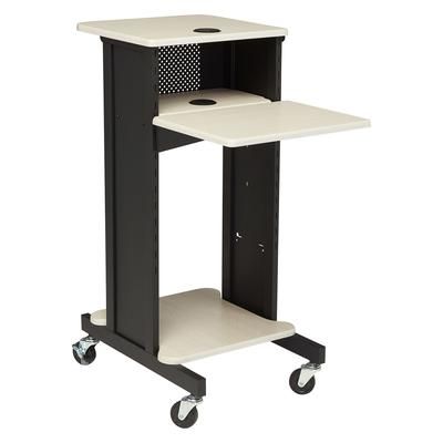 National Public Seating PRC200 40 1/2" 4 Level Presentation Station - Steel/Laminate, Black/Ivory, White