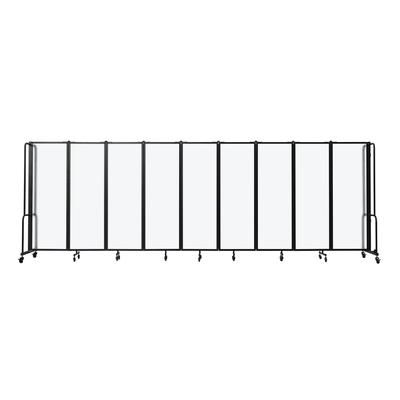 National Public Seating RDB6-9FA 210"L Portable Room Divider w/ 9 Frosted Acrylic Panels & Black Frame - 6'H, Clear