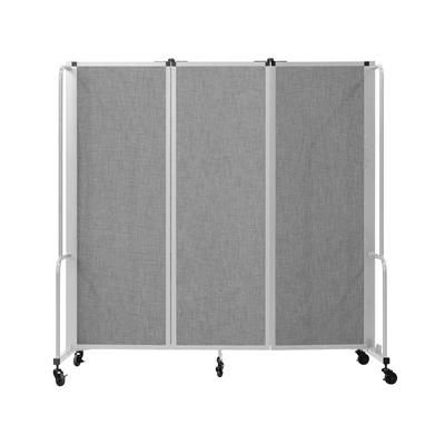 National Public Seating RDG6-3PT02 72"L Portable Room Divider w/ 3 Gray PET Panels & Gray Frame - 6'H