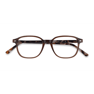 Unisex s square Clear Brown Acetate Prescription eyeglasses - Eyebuydirect s Ray-Ban RB5393 Leonard