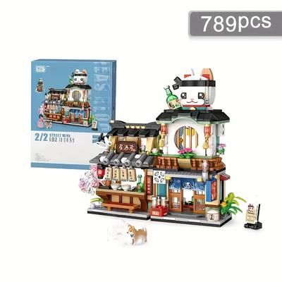 TEMU Japanese Street View Izakaya Shop Mini Building Blocks, Moc Creative Japanese Toys Model Set, Home Decoration Desktop Decoration, 789 Pcs Simulation Architecture Construction Toy Easter Gift