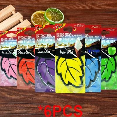 6 Pcs Car Air Freshener Natural Perfume Tea Paper Car Hanging Vanilla Scent Fragrance Leaf Shape Auto Interior Accessories