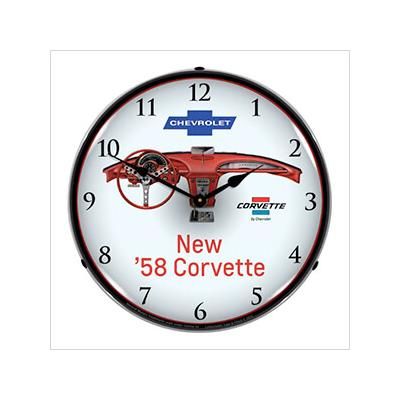 Collectable Sign and Clock 1958 Corvette Dash Backlit Wall Clock